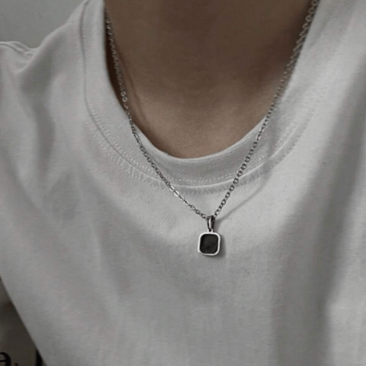 Mens Black Opal Necklace - Forgetmenot